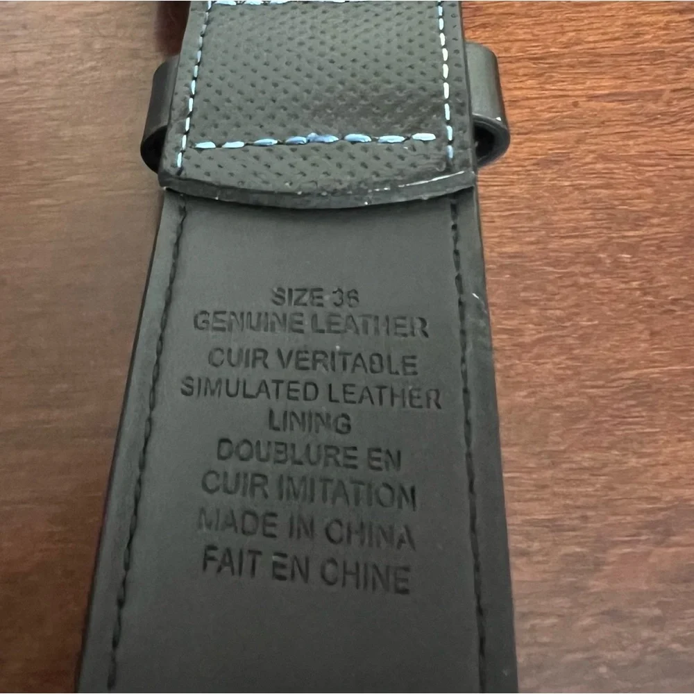 Robert Graham Men's Designer Leather Belt blue stitching silver buckle